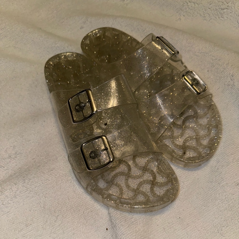 Gel sandals 
Clear and silver 
Only worn twice 
Size 8 women